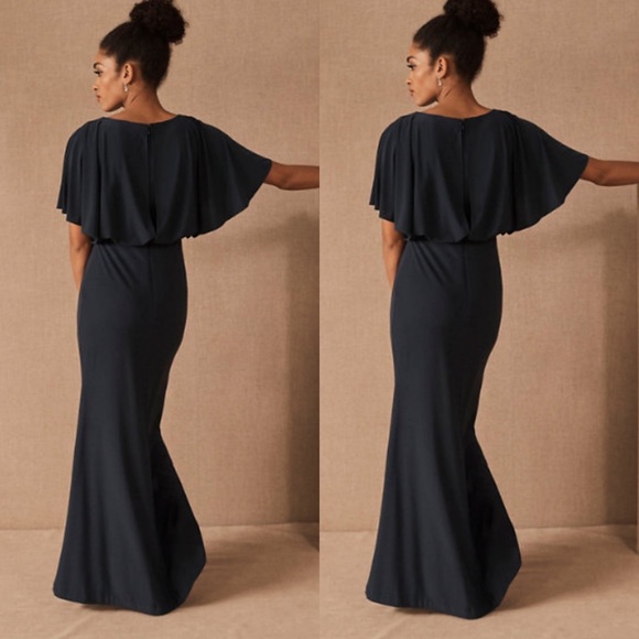 BHLDN Navy Lena Flutter Sleeve Dress - Picture 2 of 12